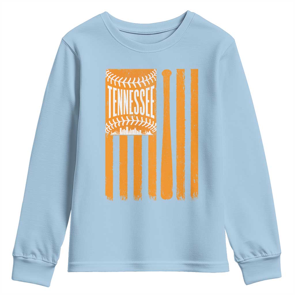 Vintage Tennessee Youth Sweatshirt Retro Classic TN Orange Retro Baseball American US Flag