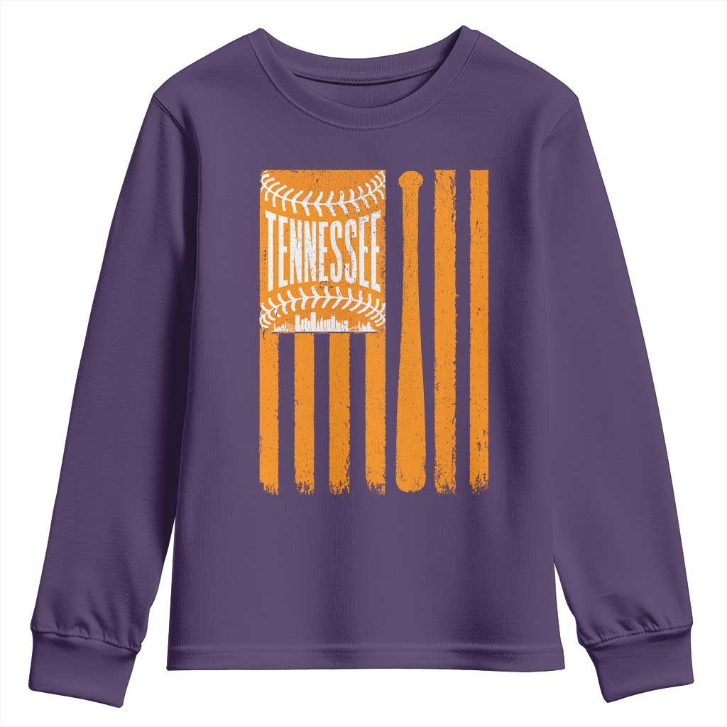 Vintage Tennessee Youth Sweatshirt Retro Classic TN Orange Retro Baseball American US Flag