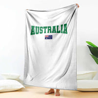 Green Yellow Australia Throw Blanket Down Under Team Australia Flag Varsity Lettering Soccer Fans Football Tournament