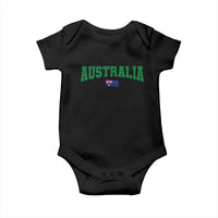 Green Yellow Australia Baby Onesie Down Under Team Australia Flag Varsity Lettering Soccer Fans Football Tournament