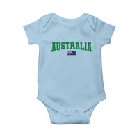 Green Yellow Australia Baby Onesie Down Under Team Australia Flag Varsity Lettering Soccer Fans Football Tournament