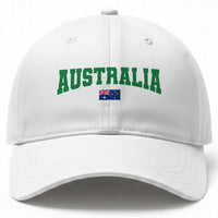 Green Yellow Australia Baseball Cap Down Under Team Australia Flag Varsity Lettering Soccer Fans Football Tournament