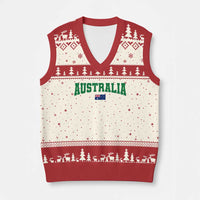 Green Yellow Australia V-Neck Knit Sweater Vest Down Under Team Australia Flag Varsity Lettering Soccer Fans Football Tournament