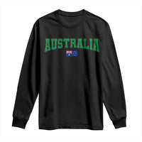 Green Yellow Australia Long Sleeve Shirt Down Under Team Australia Flag Varsity Lettering Soccer Fans Football Tournament