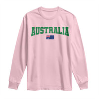 Green Yellow Australia Long Sleeve Shirt Down Under Team Australia Flag Varsity Lettering Soccer Fans Football Tournament