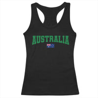 Green Yellow Australia Racerback Tank Top Down Under Team Australia Flag Varsity Lettering Soccer Fans Football Tournament