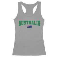 Green Yellow Australia Racerback Tank Top Down Under Team Australia Flag Varsity Lettering Soccer Fans Football Tournament