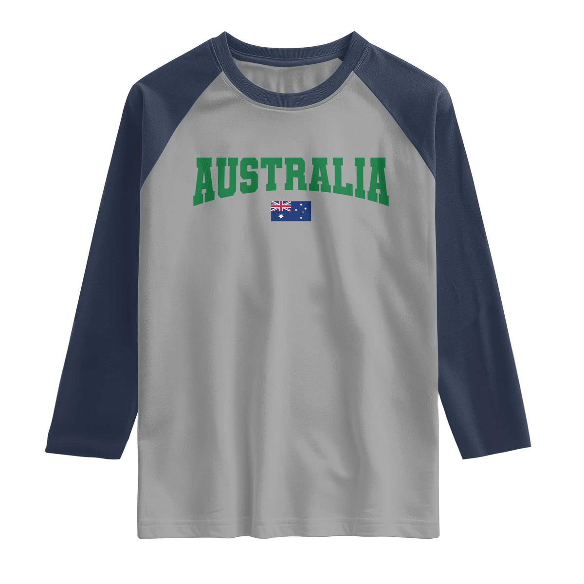 Green Yellow Australia Raglan Shirt Down Under Team Australia Flag Varsity Lettering Soccer Fans Football Tournament