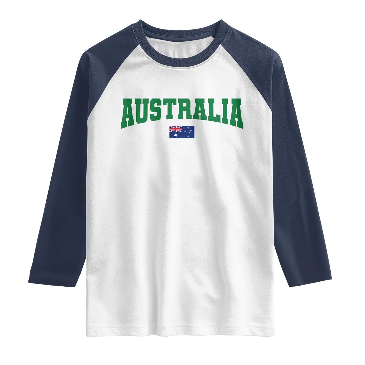 Green Yellow Australia Raglan Shirt Down Under Team Australia Flag Varsity Lettering Soccer Fans Football Tournament