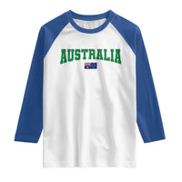 Green Yellow Australia Raglan Shirt Down Under Team Australia Flag Varsity Lettering Soccer Fans Football Tournament