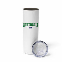 Green Yellow Australia Skinny Tumbler Down Under Team Australia Flag Varsity Lettering Soccer Fans Football Tournament