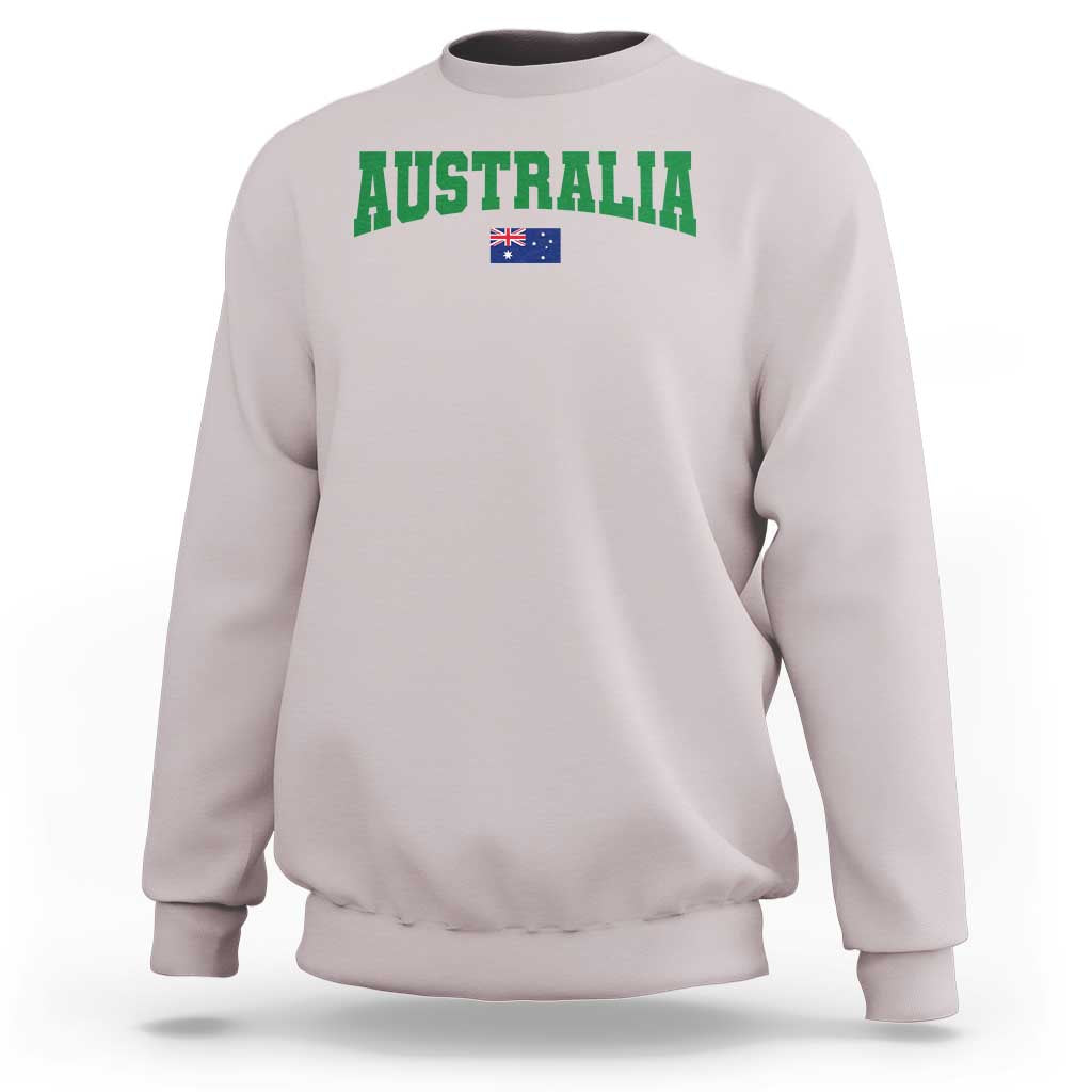 Green Yellow Australia Sweatshirt Down Under Team Australia Flag Varsity Lettering Soccer Fans Football Tournament