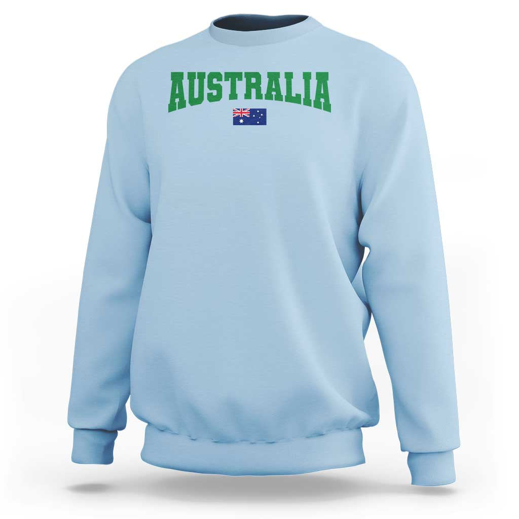 Green Yellow Australia Sweatshirt Down Under Team Australia Flag Varsity Lettering Soccer Fans Football Tournament