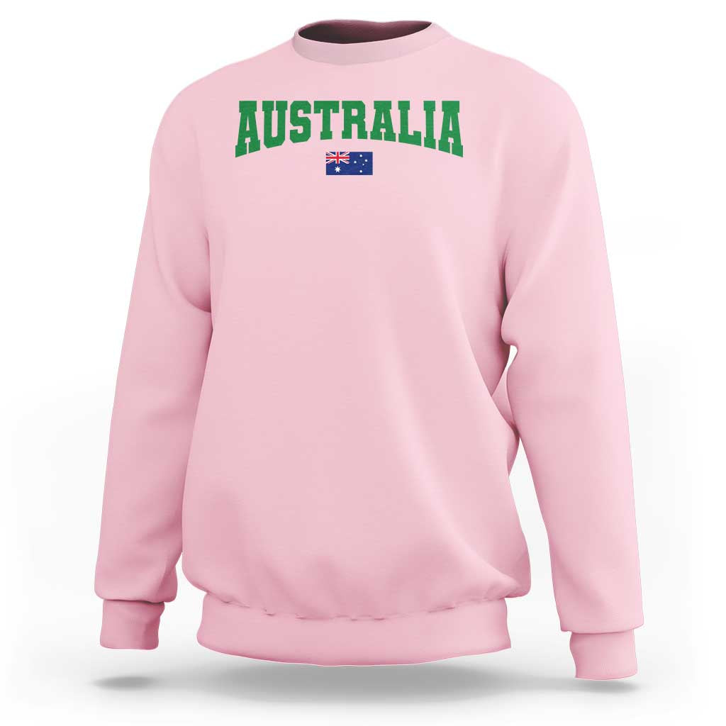 Green Yellow Australia Sweatshirt Down Under Team Australia Flag Varsity Lettering Soccer Fans Football Tournament