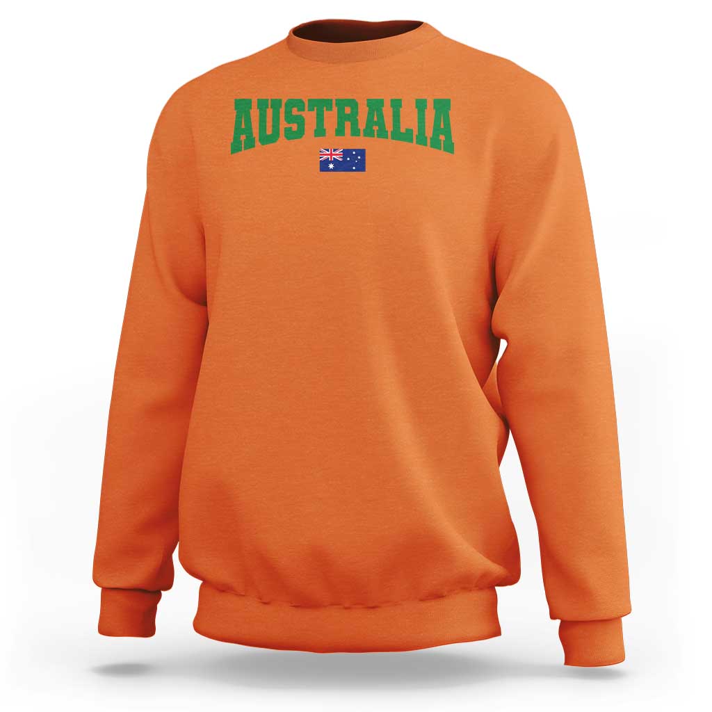 Green Yellow Australia Sweatshirt Down Under Team Australia Flag Varsity Lettering Soccer Fans Football Tournament