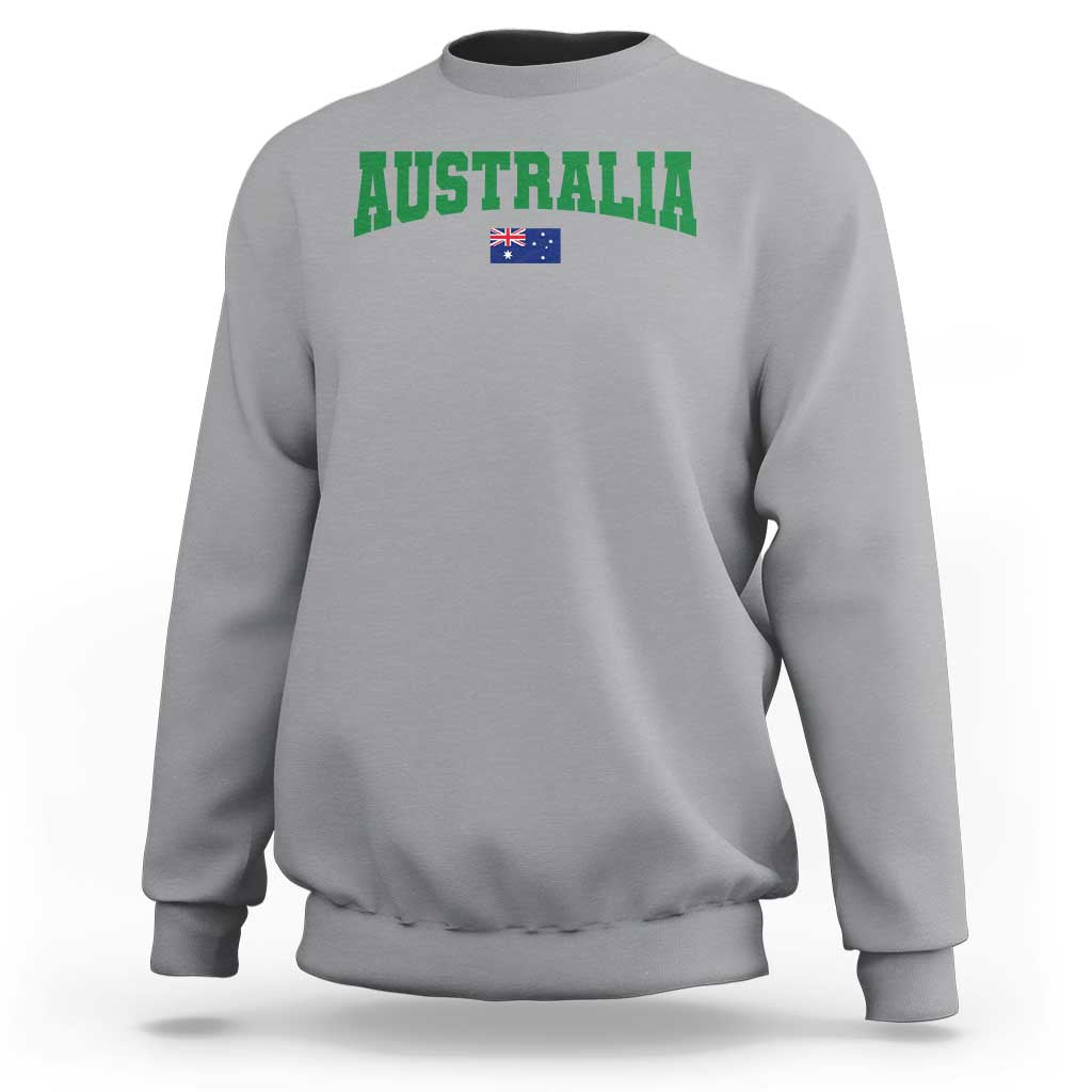 Green Yellow Australia Sweatshirt Down Under Team Australia Flag Varsity Lettering Soccer Fans Football Tournament