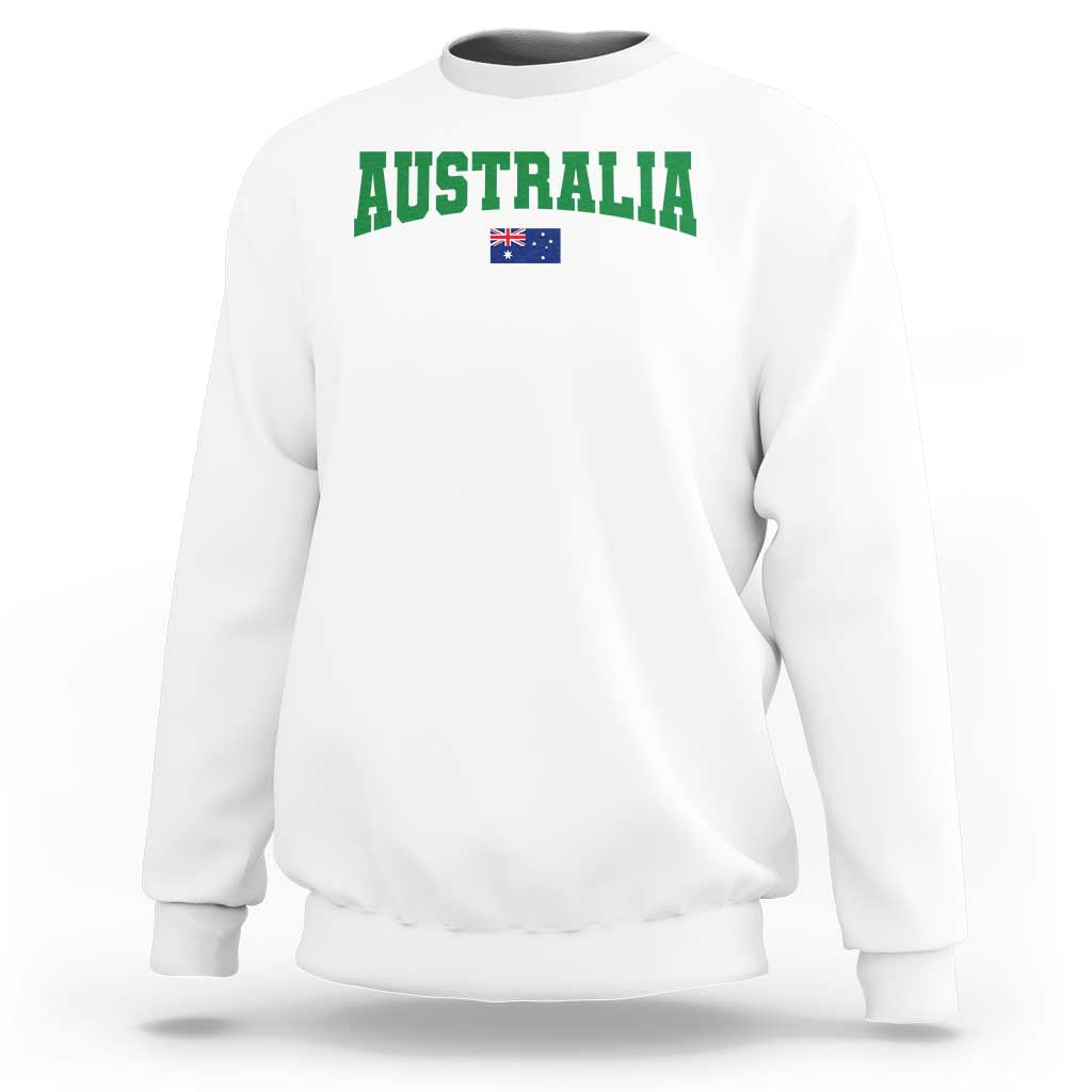 Green Yellow Australia Sweatshirt Down Under Team Australia Flag Varsity Lettering Soccer Fans Football Tournament