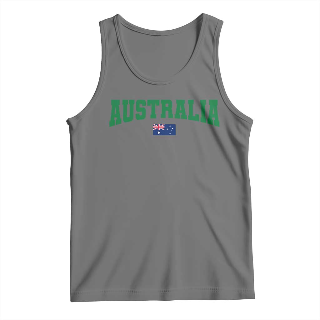 Green Yellow Australia Tank Top Down Under Team Australia Flag Varsity Lettering Soccer Fans Football Tournament