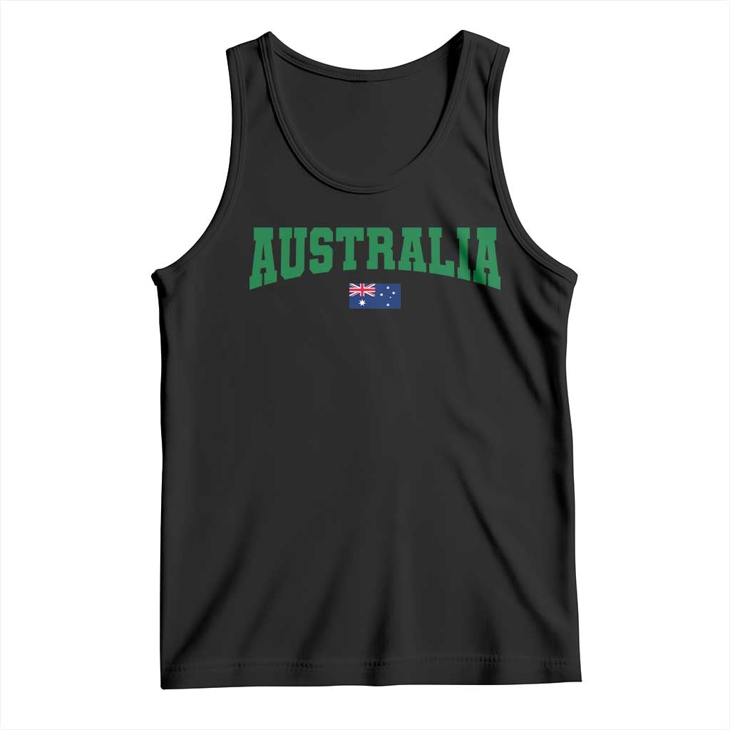 Green Yellow Australia Tank Top Down Under Team Australia Flag Varsity Lettering Soccer Fans Football Tournament