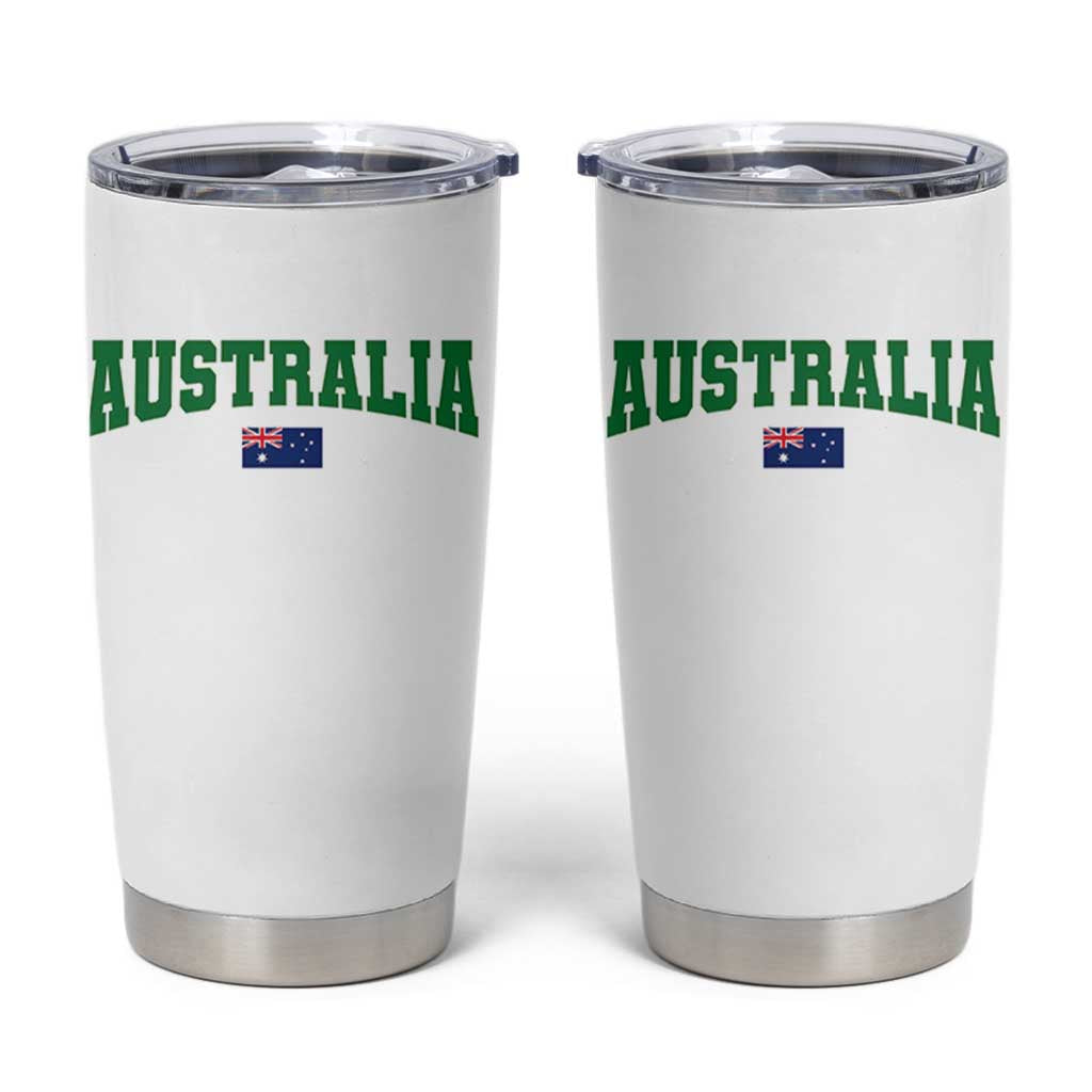 Green Yellow Australia Tumbler Cup Down Under Team Australia Flag Varsity Lettering Soccer Fans Football Tournament