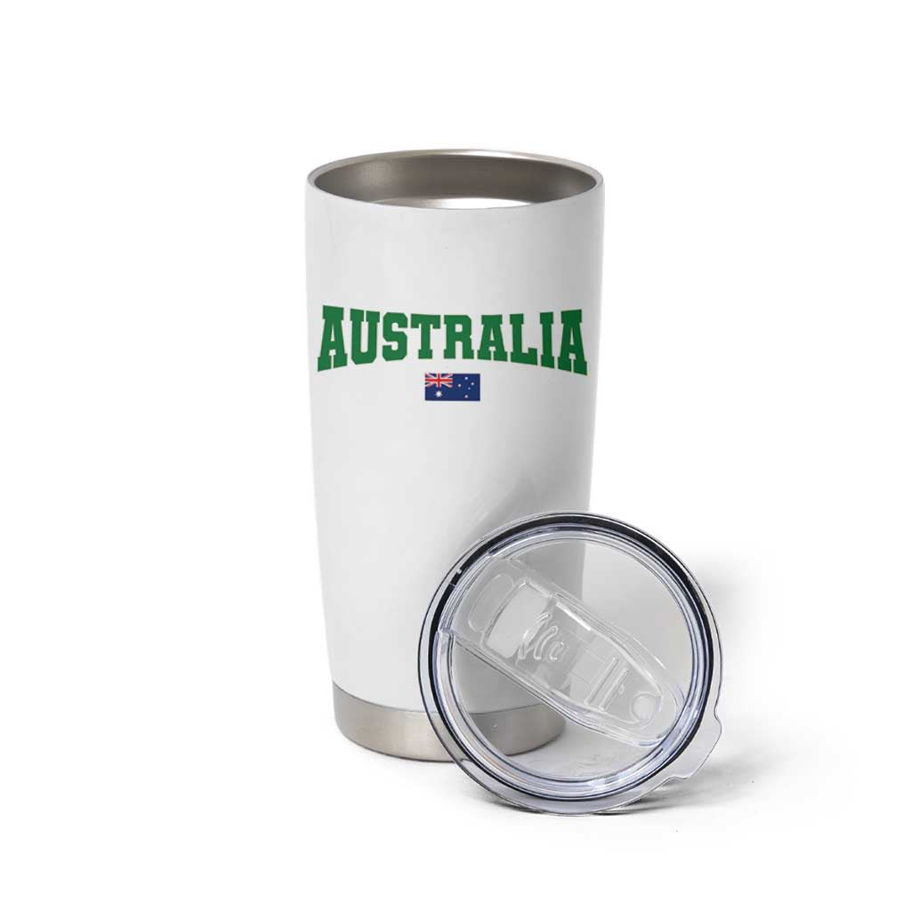 Green Yellow Australia Tumbler Cup Down Under Team Australia Flag Varsity Lettering Soccer Fans Football Tournament