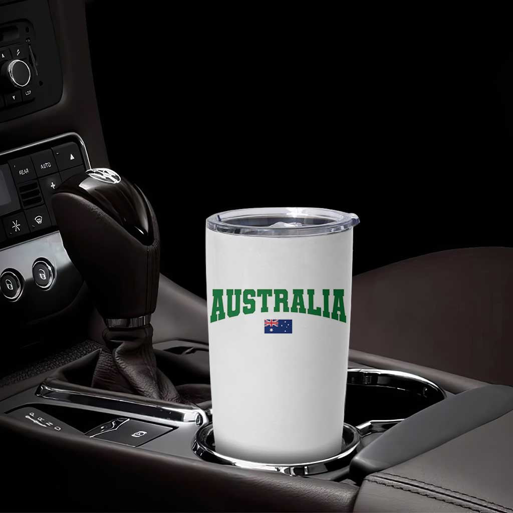 Green Yellow Australia Tumbler Cup Down Under Team Australia Flag Varsity Lettering Soccer Fans Football Tournament