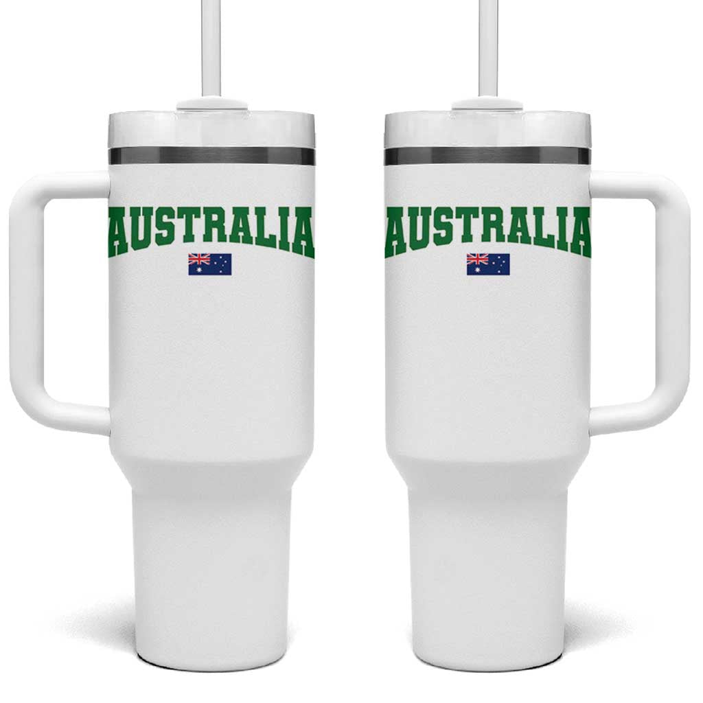 Green Yellow Australia Tumbler With Handle Down Under Team Australia Flag Varsity Lettering Soccer Fans Football Tournament