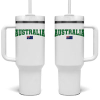 Green Yellow Australia Tumbler With Handle Down Under Team Australia Flag Varsity Lettering Soccer Fans Football Tournament