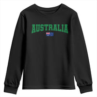 Green Yellow Australia Youth Sweatshirt Down Under Team Australia Flag Varsity Lettering Soccer Fans Football Tournament