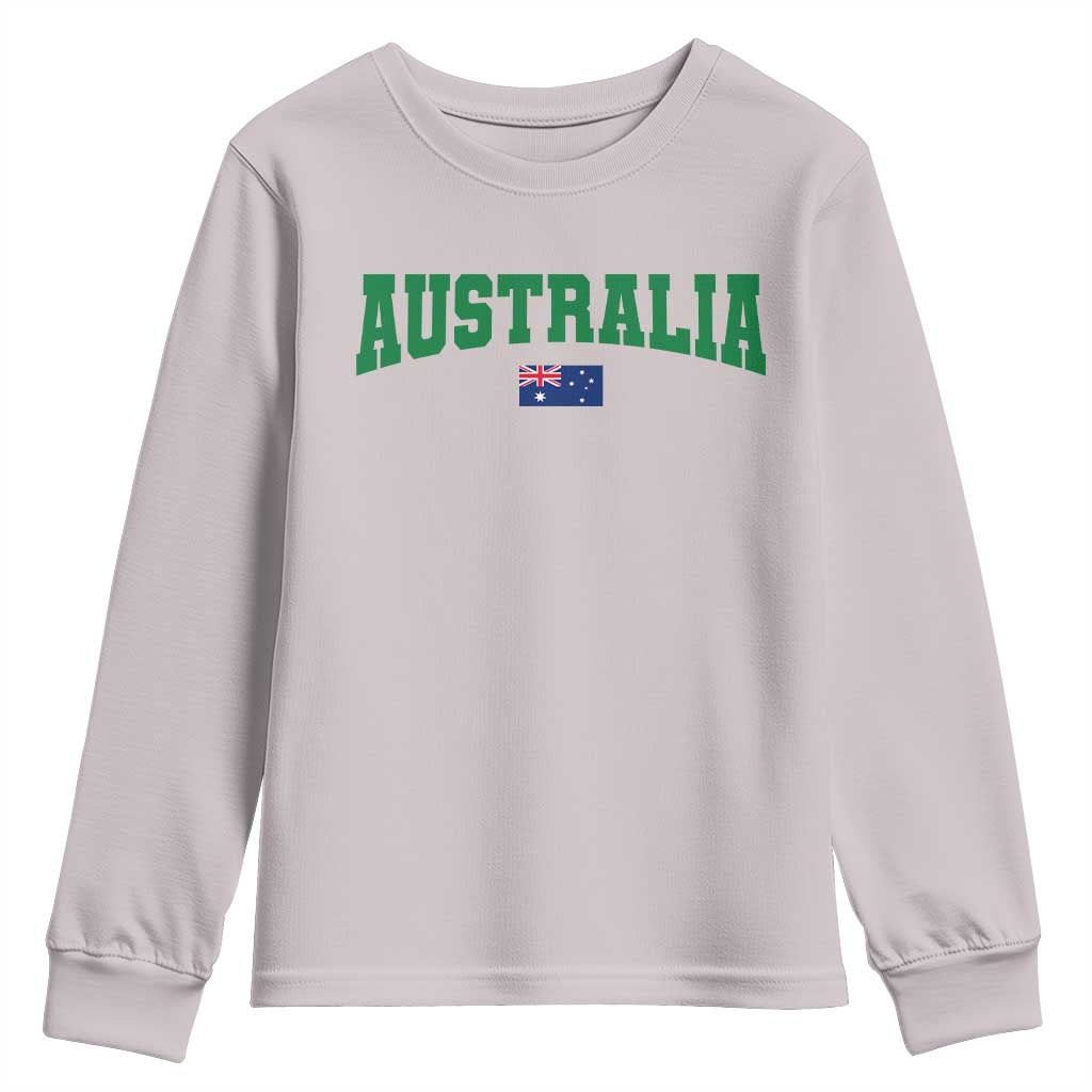 Green Yellow Australia Youth Sweatshirt Down Under Team Australia Flag Varsity Lettering Soccer Fans Football Tournament