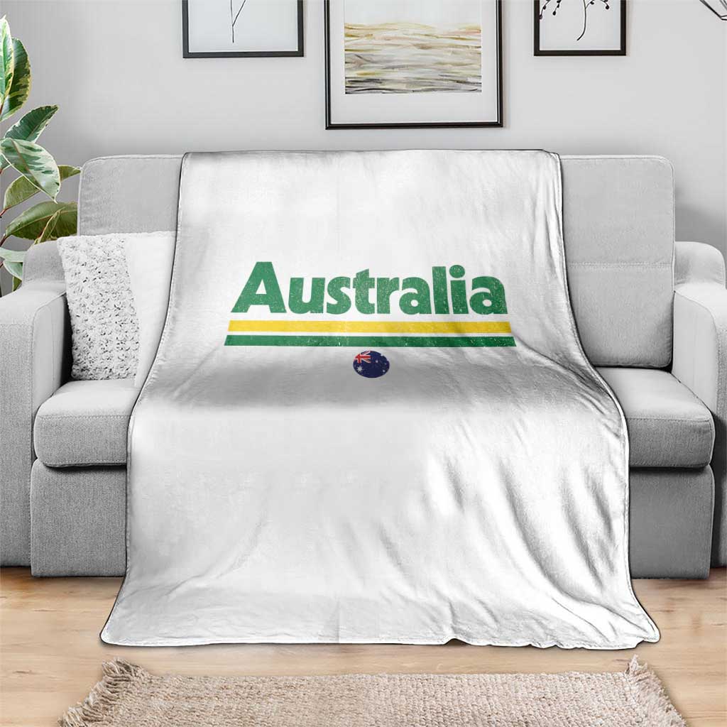 Australia Fan Throw Blanket Retro Vintage Flag Green Yellow Country Pride Distressed Graphic