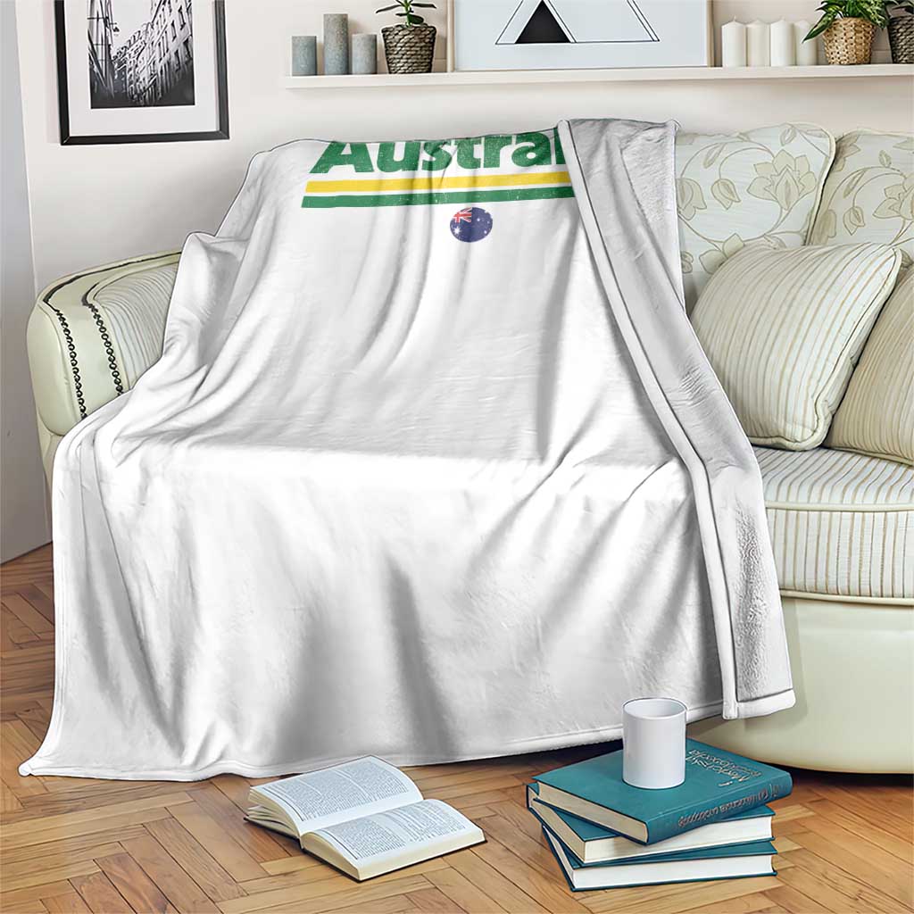 Australia Fan Throw Blanket Retro Vintage Flag Green Yellow Country Pride Distressed Graphic