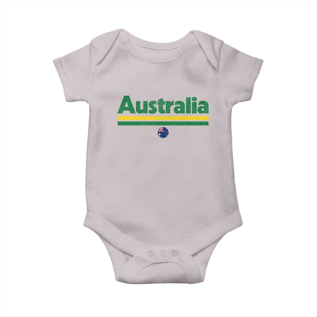 Australia Fan Baby Onesie Retro Vintage Flag Green Yellow Country Pride Distressed Graphic