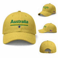 Australia Fan Baseball Cap Retro Vintage Flag Green Yellow Country Pride Distressed Graphic