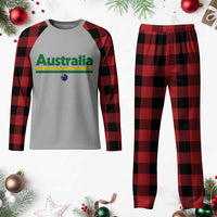 Australia Fan Plaid Pajama Set Retro Vintage Flag Green Yellow Country Pride Distressed Graphic