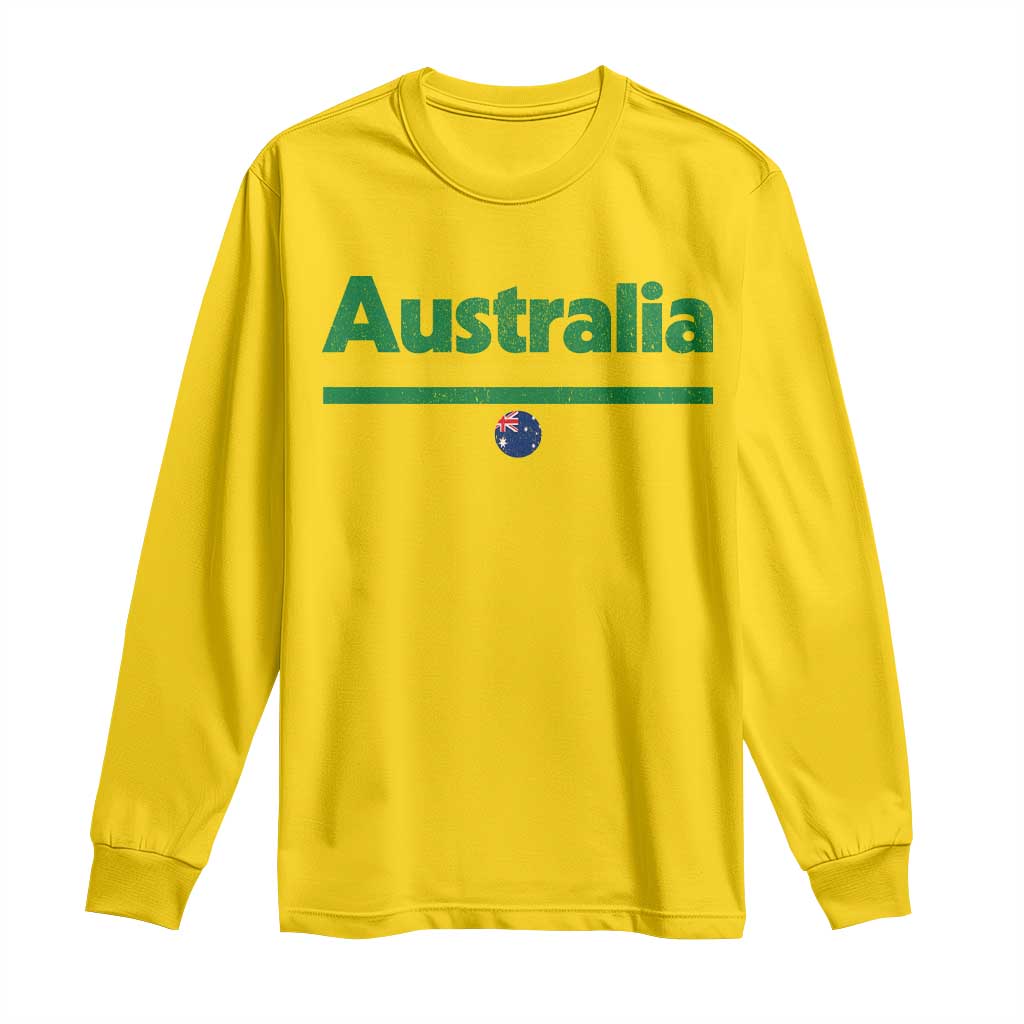 Australia Fan Long Sleeve Shirt Retro Vintage Flag Green Yellow Country Pride Distressed Graphic