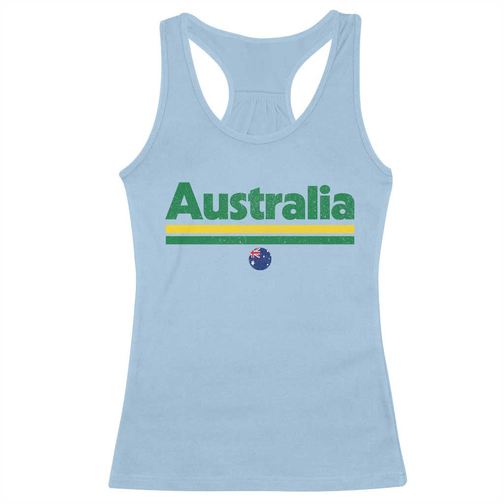 Australia Fan Racerback Tank Top Retro Vintage Flag Green Yellow Country Pride Distressed Graphic