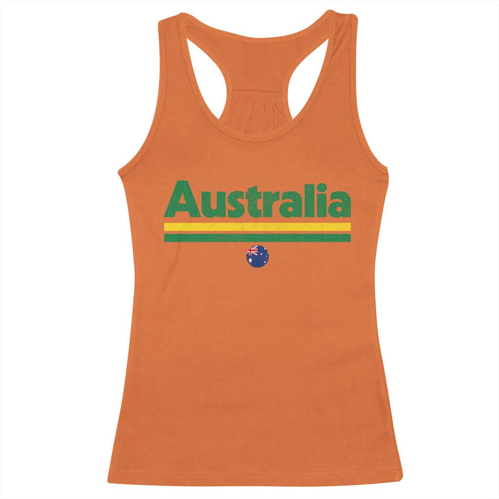Australia Fan Racerback Tank Top Retro Vintage Flag Green Yellow Country Pride Distressed Graphic