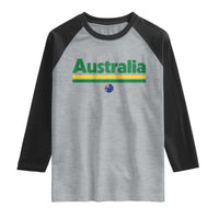 Australia Fan Raglan Shirt Retro Vintage Flag Green Yellow Country Pride Distressed Graphic