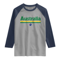 Australia Fan Raglan Shirt Retro Vintage Flag Green Yellow Country Pride Distressed Graphic