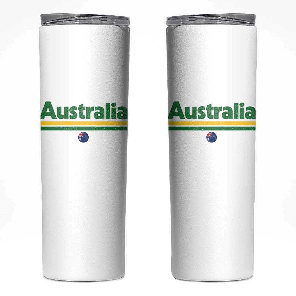 Australia Fan Skinny Tumbler Retro Vintage Flag Green Yellow Country Pride Distressed Graphic