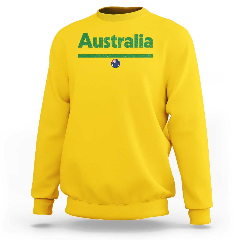 Australia Fan Sweatshirt Retro Vintage Flag Green Yellow Country Pride Distressed Graphic