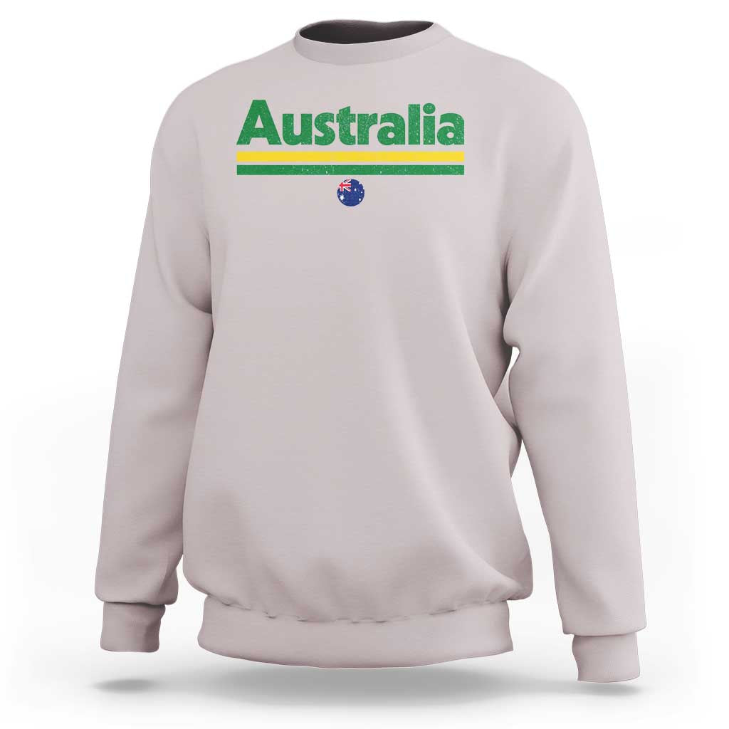 Australia Fan Sweatshirt Retro Vintage Flag Green Yellow Country Pride Distressed Graphic