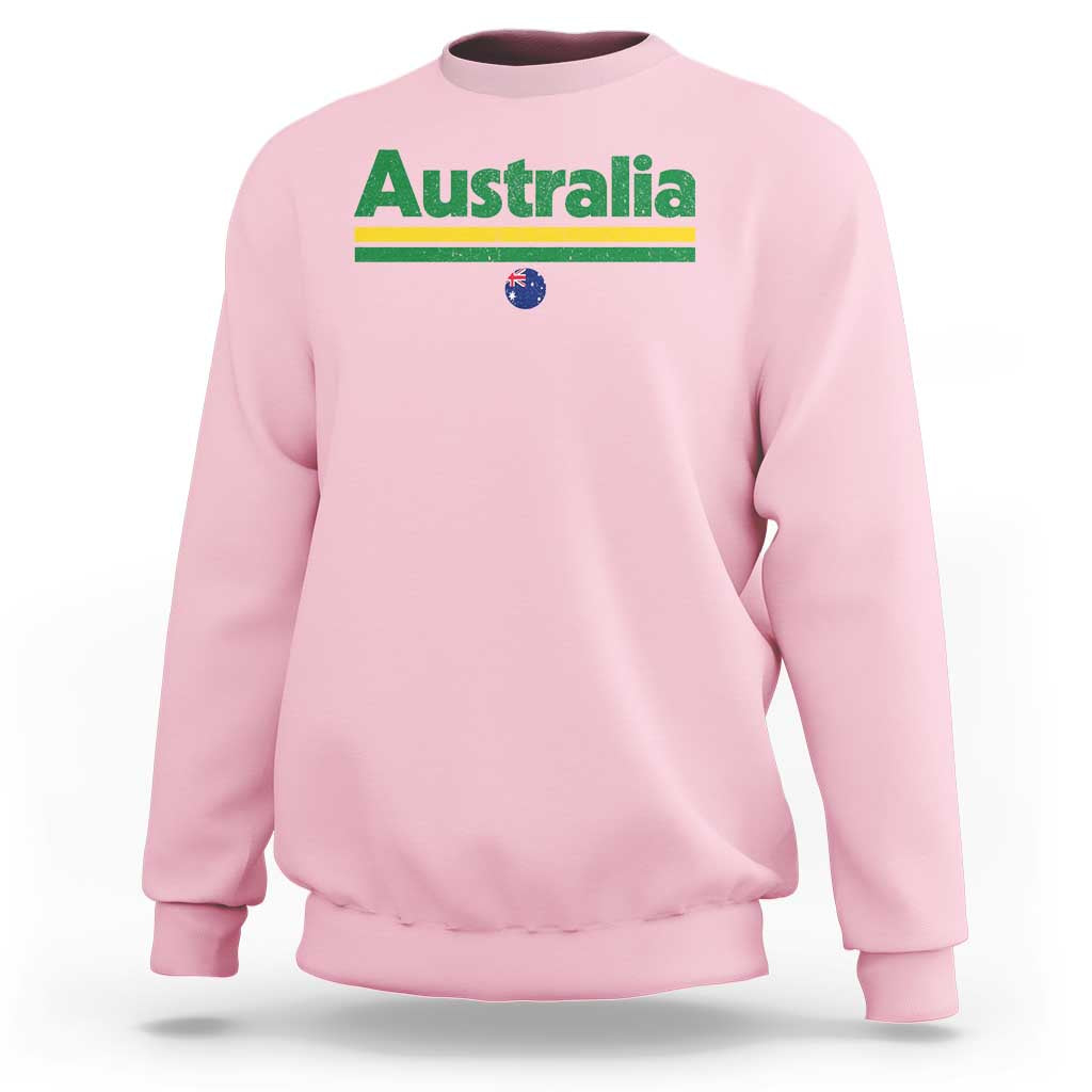 Australia Fan Sweatshirt Retro Vintage Flag Green Yellow Country Pride Distressed Graphic
