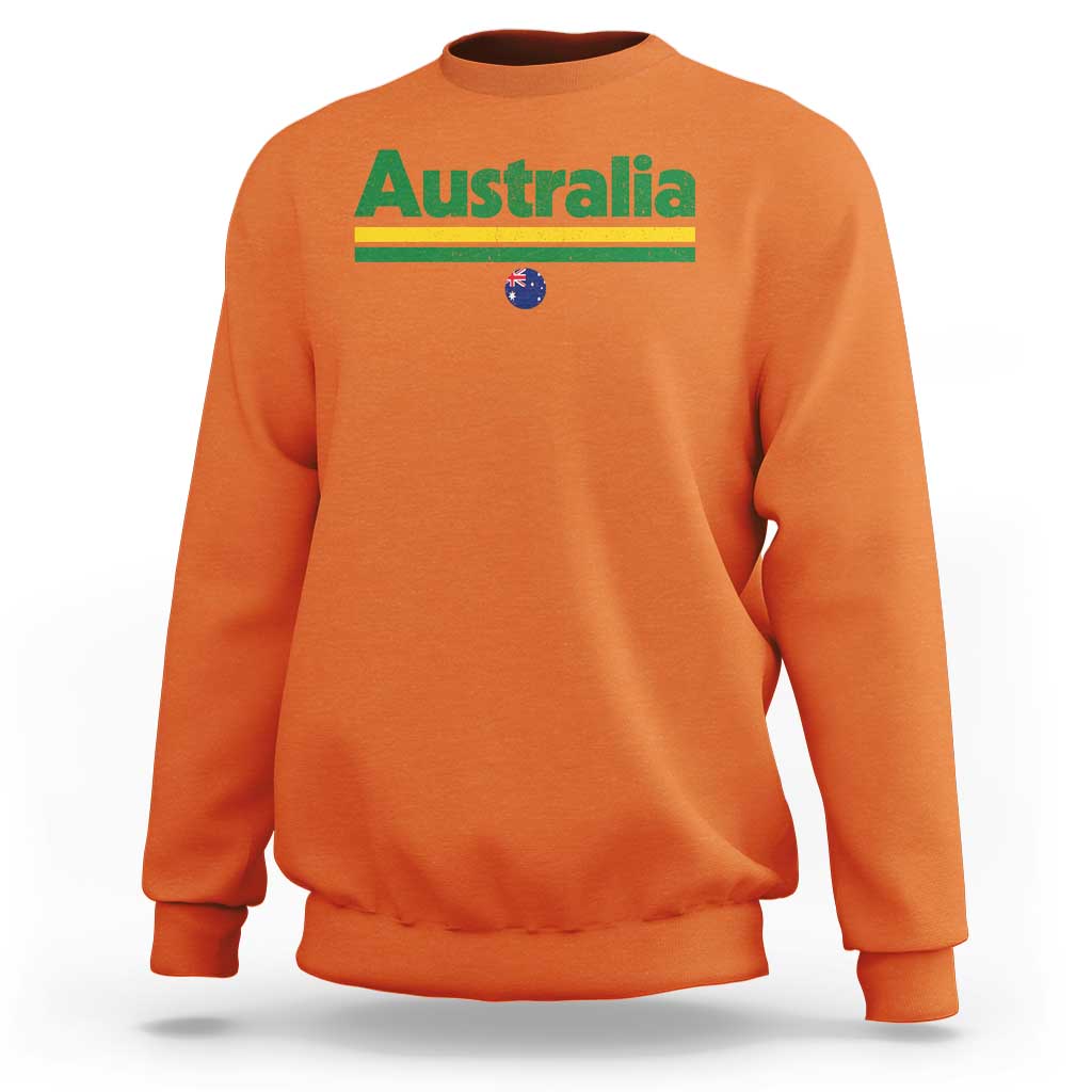 Australia Fan Sweatshirt Retro Vintage Flag Green Yellow Country Pride Distressed Graphic