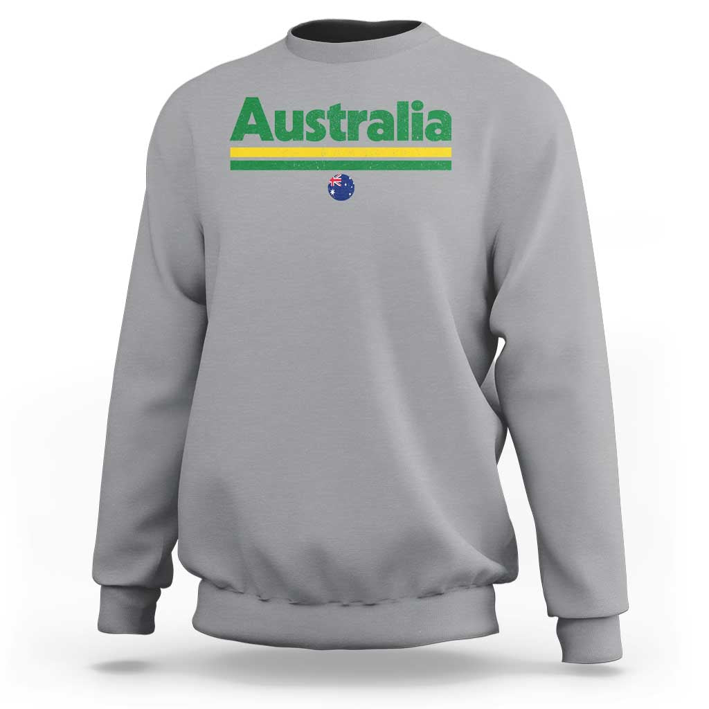 Australia Fan Sweatshirt Retro Vintage Flag Green Yellow Country Pride Distressed Graphic