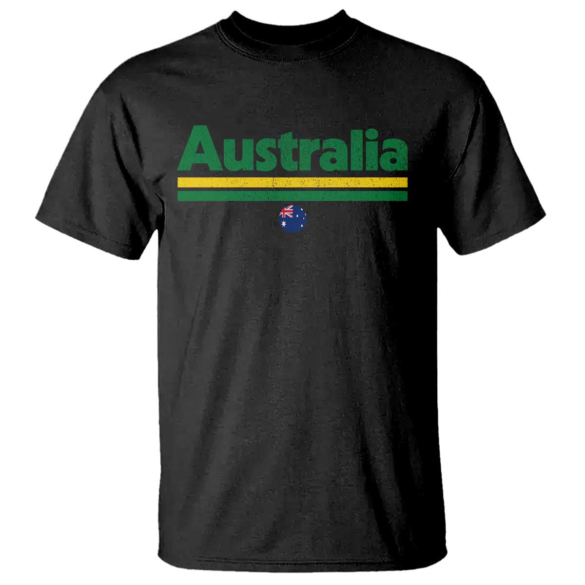 Australia Fan T Shirt Retro Vintage Flag Green Yellow Country Pride Distressed Graphic