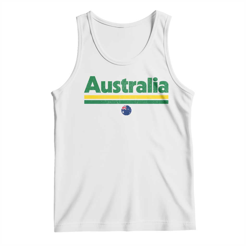 Australia Fan Tank Top Retro Vintage Flag Green Yellow Country Pride Distressed Graphic