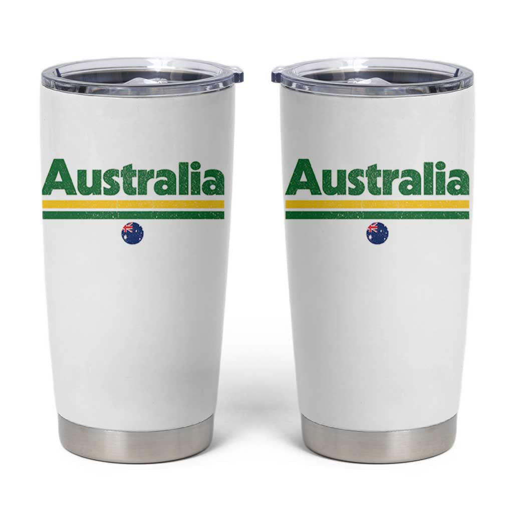 Australia Fan Tumbler Cup Retro Vintage Flag Green Yellow Country Pride Distressed Graphic