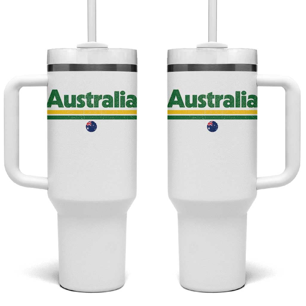 Australia Fan Tumbler With Handle Retro Vintage Flag Green Yellow Country Pride Distressed Graphic